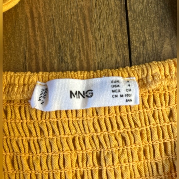 MNG MANGO Yellow Solid A-Line Puff Sleeve Mini Dress - Picture 9 of 12